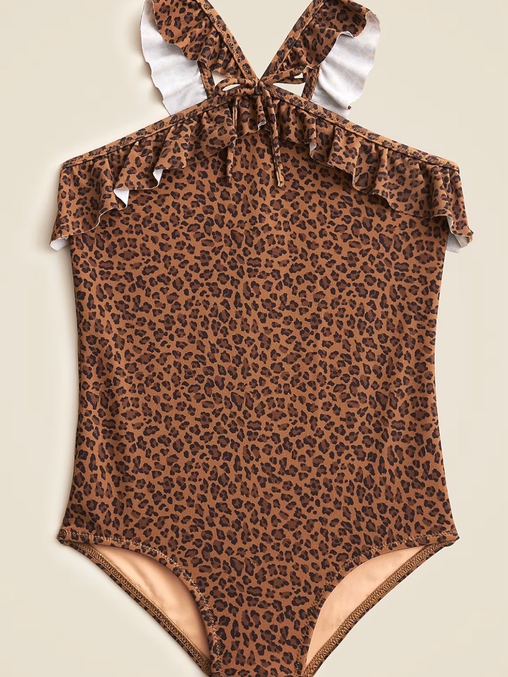 Crewcuts Leopard Print Ruffle One-Piece Swimsuit Girls size 10